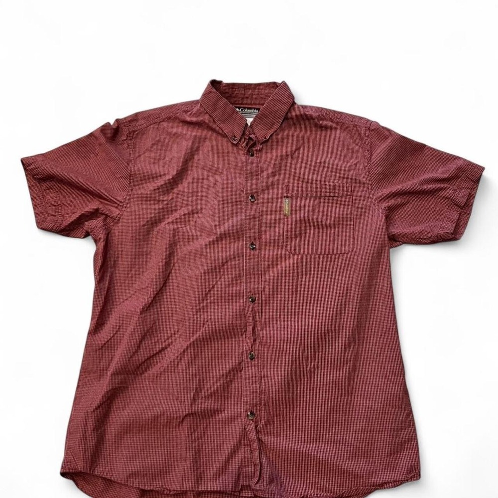 Columbia Men's Red Short Sleeve Button Up Cotton Shirt Men's XXL